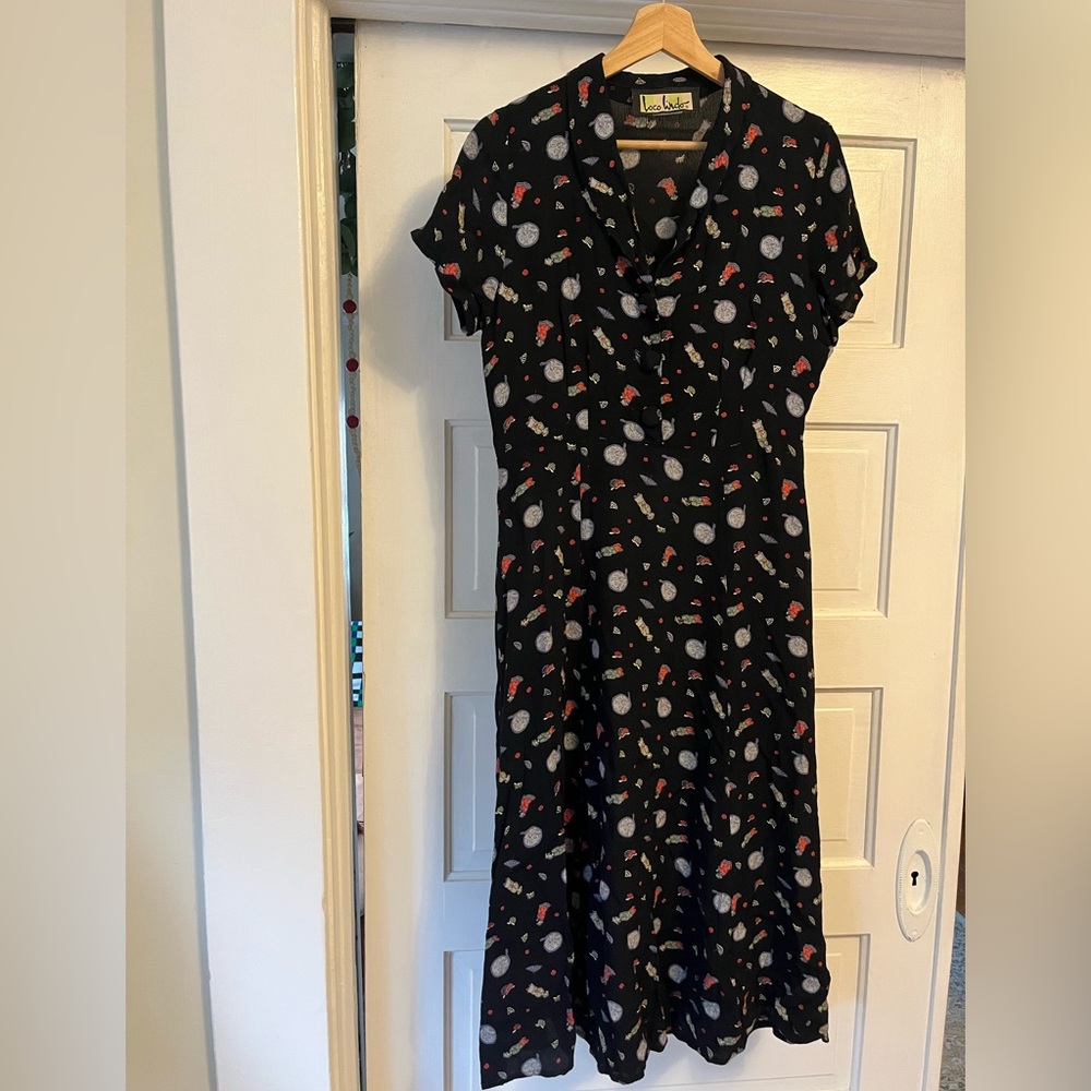 Loco Lindo Vintage Midi Dress with Fun Pattern Vintage Cut